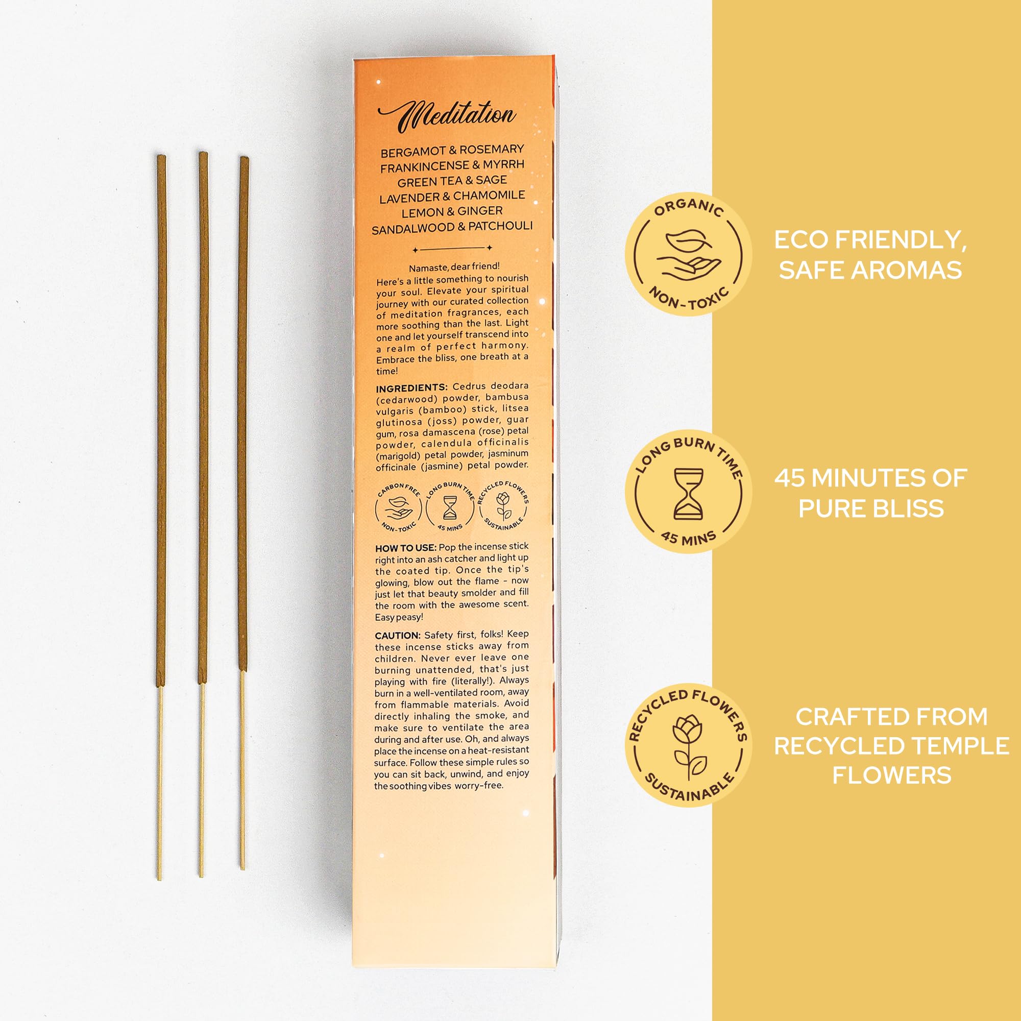Carnatia Juego de incienso de meditación, 6 aromas calmantes para la práctica espiritual, aromas refrescantes para atención plena, paz interior y relajación
