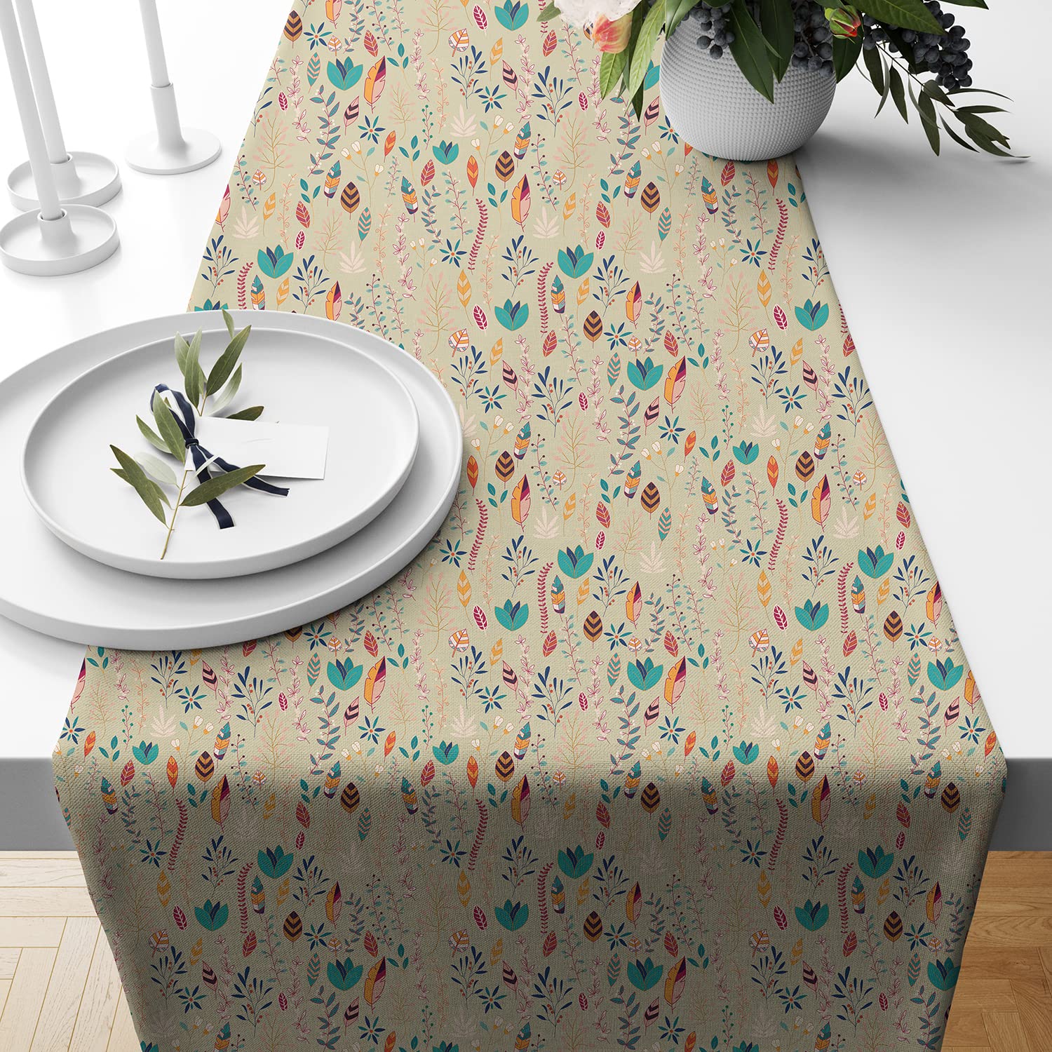 BRICK HOME Table Runner - Geometric Peach Design -13