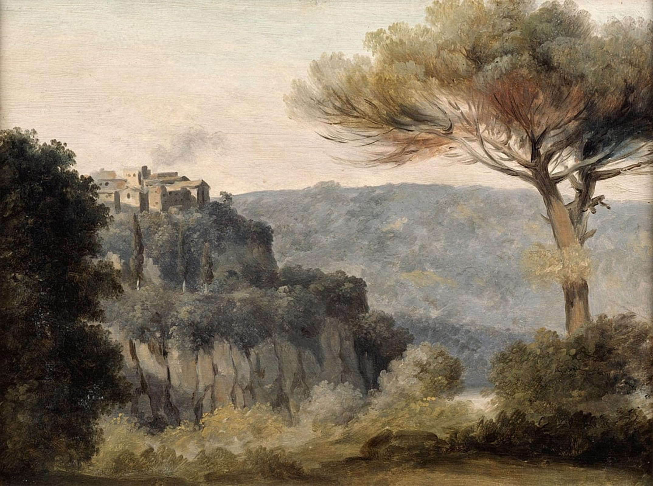 ARTXLXXBN Famous Print Painting Colorful Art Print the Village of Nemi by Pierre Henri De Valenciennes Canvas Art Decorations for Home Decor 60x90cm