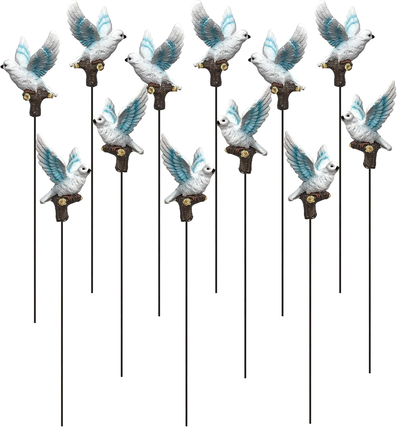 BANBERRY DESIGNS White Dove Garden Stakes Set of 12 – 12 Inch Outdoor Yard Decorations – Peace Hope Joy Lawn Picks for Wedding Decor Memorial Service Sympathy Garden Decorations Outdoor
