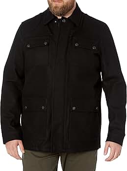 Fleet Street Men's Wool Blend Zip Front Military Jacket