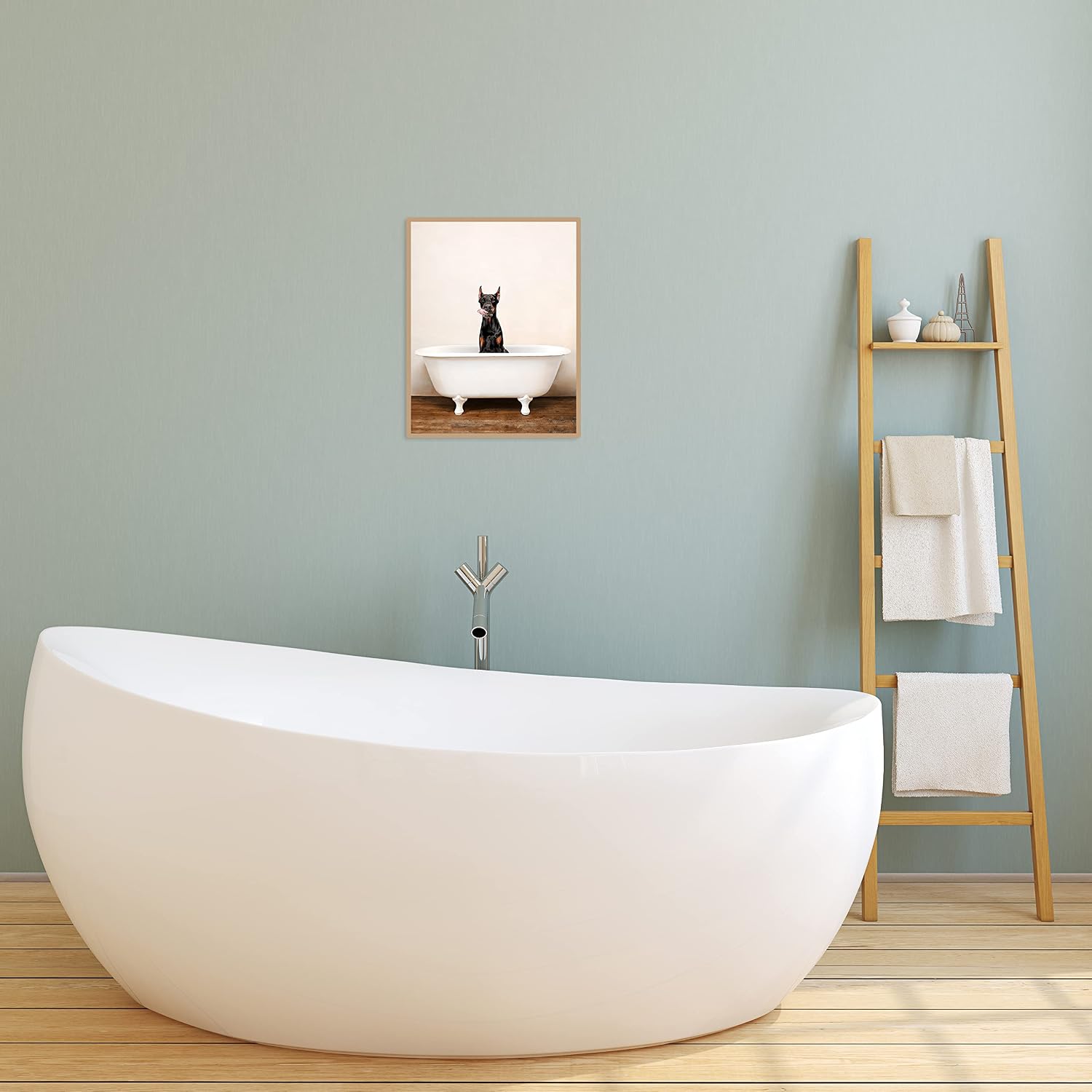 Doberman Bathroom Art Poster Print - Funny Cute Unique Bathroom Bathtub Dog Puppy - Single (11x14) Inch Unframed Photos - Doberman Wall Decor, Wall Art, Print image 3