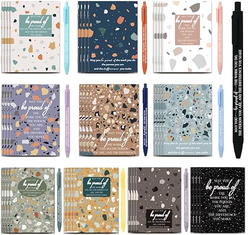Juego de 80 cuadernos y bolígrafos inspiradores de agradecimiento para empleados, compañeros de trabajo, diario motivacional a granel, mini cuaderno