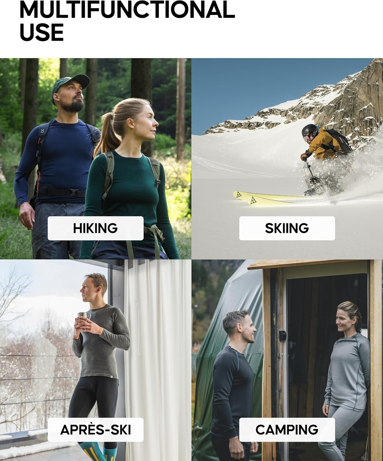 DANISH ENDURANCE Merino Wool Long Sleeve for Men, Thermal Top, Merino Wool Base Layer Underwear, with or Without a Zipper - Image 2