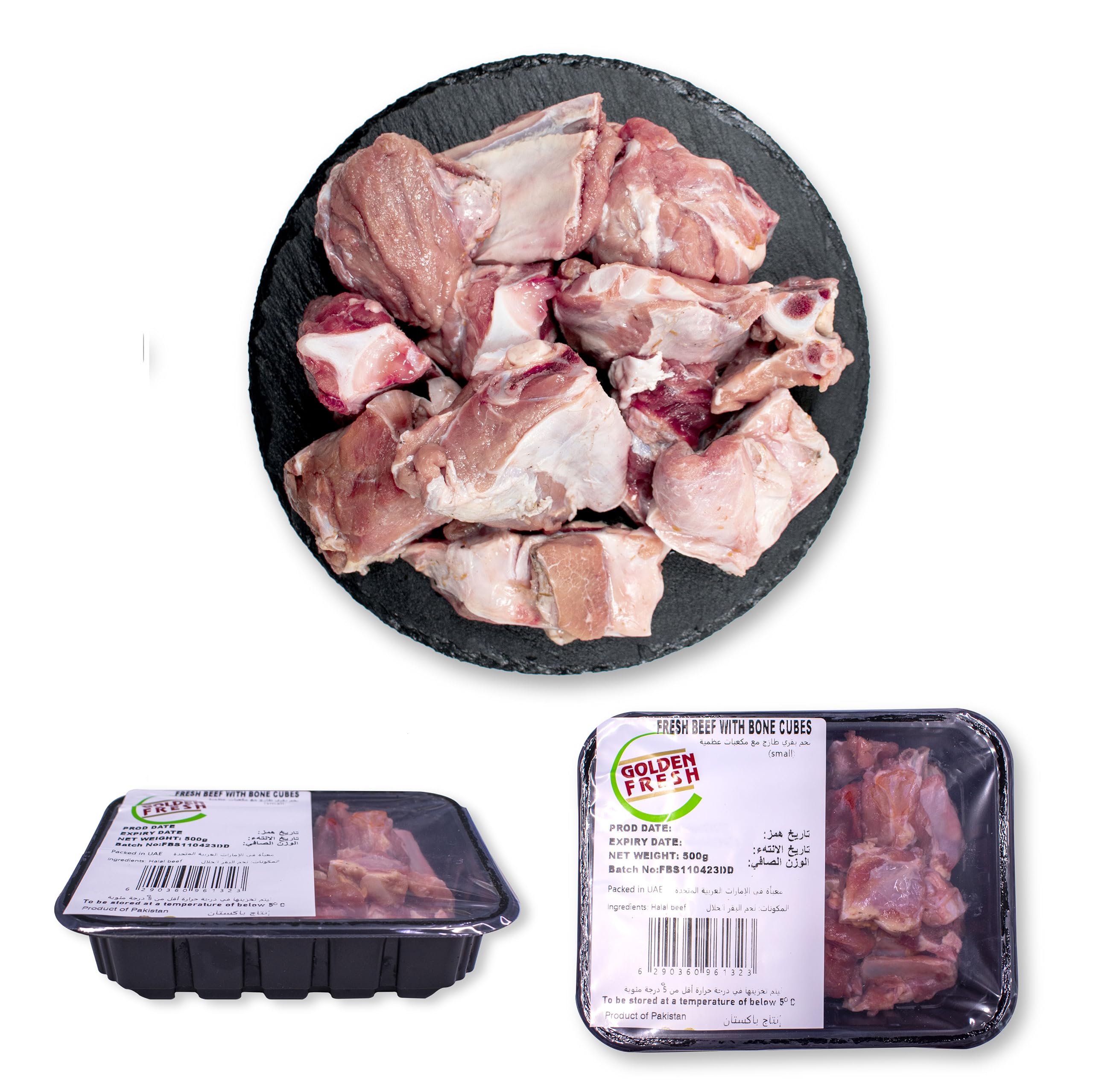Golden FreshPakistan Beef With Bone (Small Cubes) | Combo Offer | 1.5 kg | 3×500g