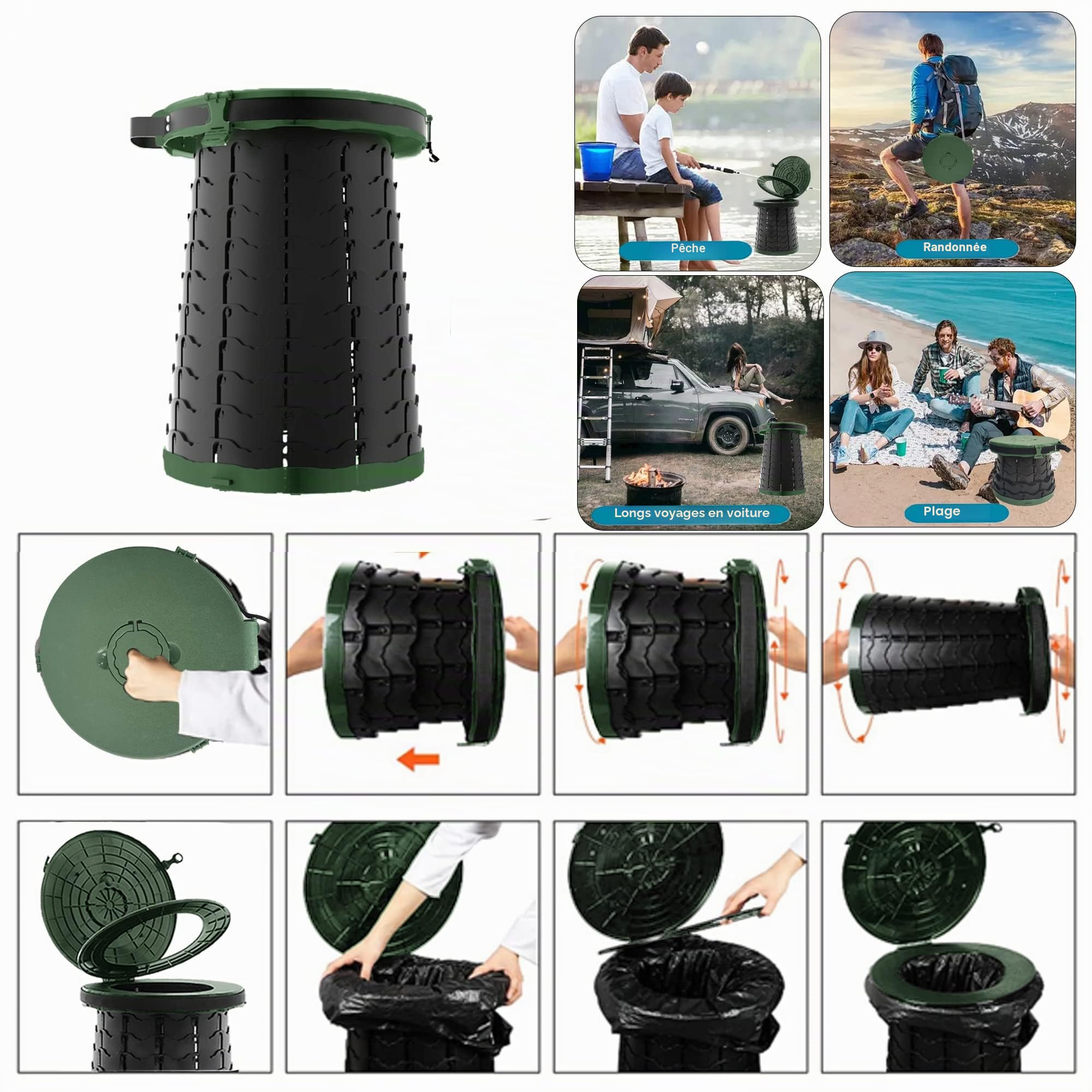 Toilette Portable Camping Toilette De Camping Toilette Pliable Camping Toilet Urinoir Unisexe pour Voiture Toliet pour Hommes Et Femmes Seau Hygiénique pour Voiture