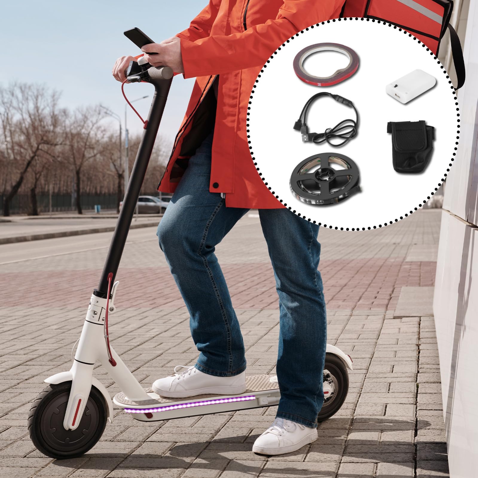 KOMBIUDA 2pezzi Striscia Led Per Monopattino Illuminazione Notturni Facile Installazione Accessorio Per Scooter