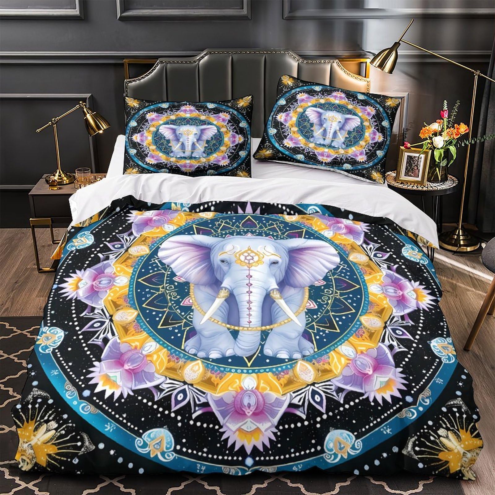 Linge de lit éléphant super king en microfibre résistante et finitions haut de gamme
