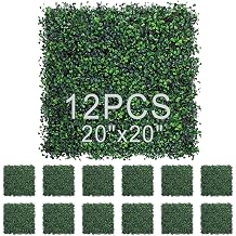 Grass Panels Boxwood Hedge Wall Panels Greenery Backdrop Grass with Protection Green Artificial Privacy Fence Backyard Screen for Outdoor Indoor Garden Decor.