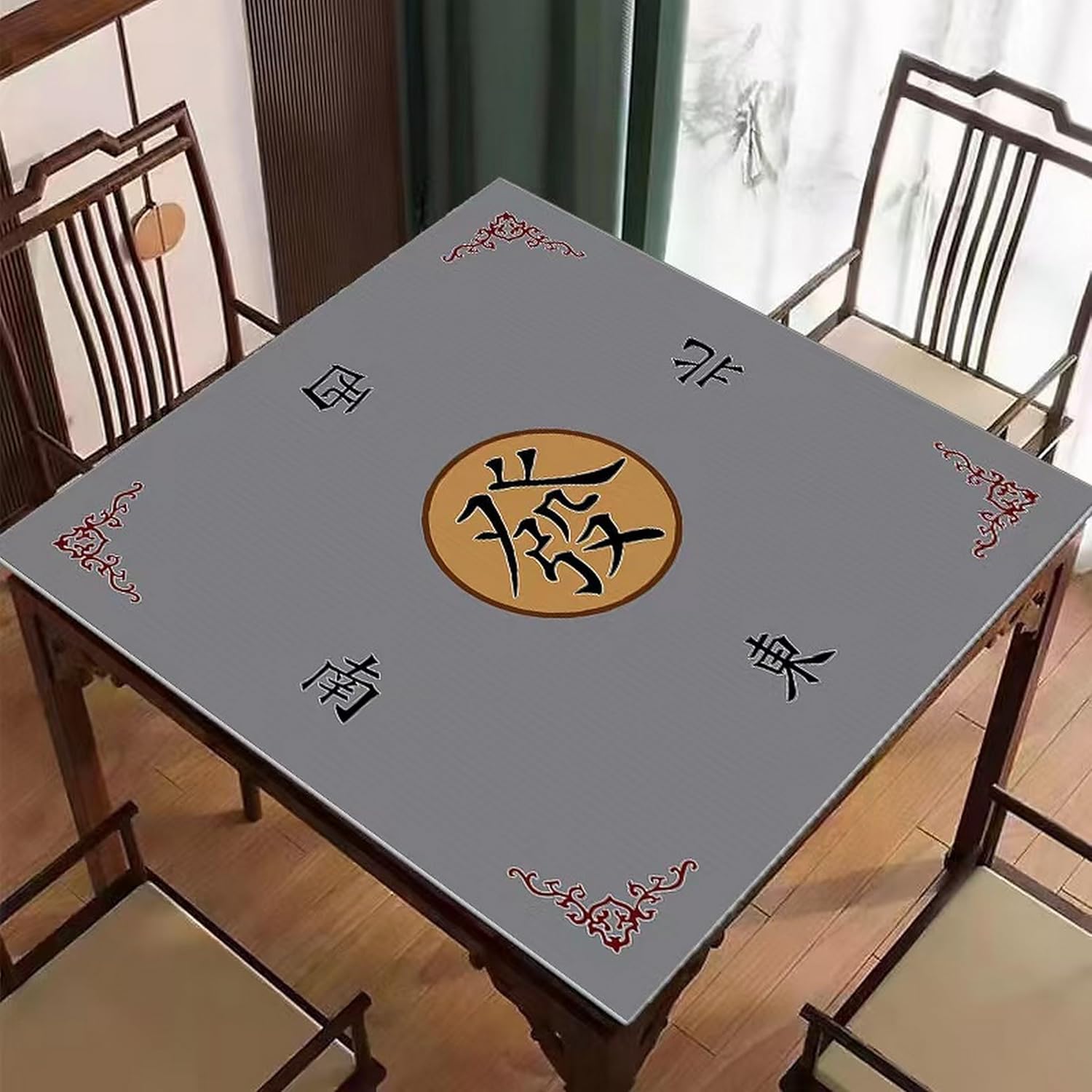 Mahjong Tablecloth Non Slip Felt Table Protector Waterproof Reusable Cover for Poker or Mahjong Games (E 60 * 60CM)