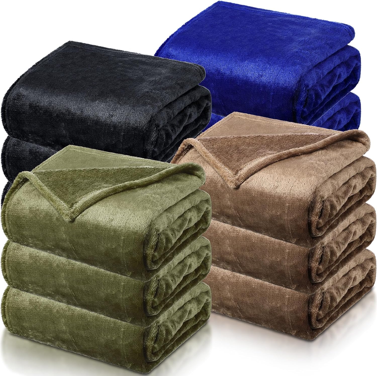 Toulite 12 Pcs Flannel Fleece Blankets Bulk for Homeless Donations 334 GSM Cozy Fleece Throw Blankets Winter Blanket Bulk for Bed Couch Sofa Home Camping Wedding Gifts 50 x 60''(Neutral Color)