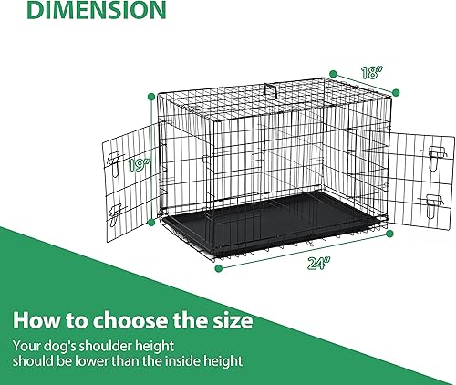Miniatura 5 de Jaula plegable para perros, 24 pulgadas, negro, plegable, fácil de limpiar, construcción segura y segura, ideal para viajes, multifuncional