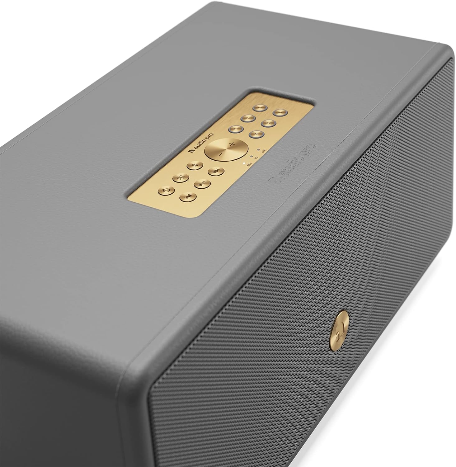 Audio Pro DRUMFIRE D-2 MKII Wireless Speaker | High Fidelity, Multiroom Bluetooth Speaker w/RCA & WiFi Input (2.4 & 5GHz) | Built-in Chromecast, AirPlay2 & Spotify Connect Compatible | Grey