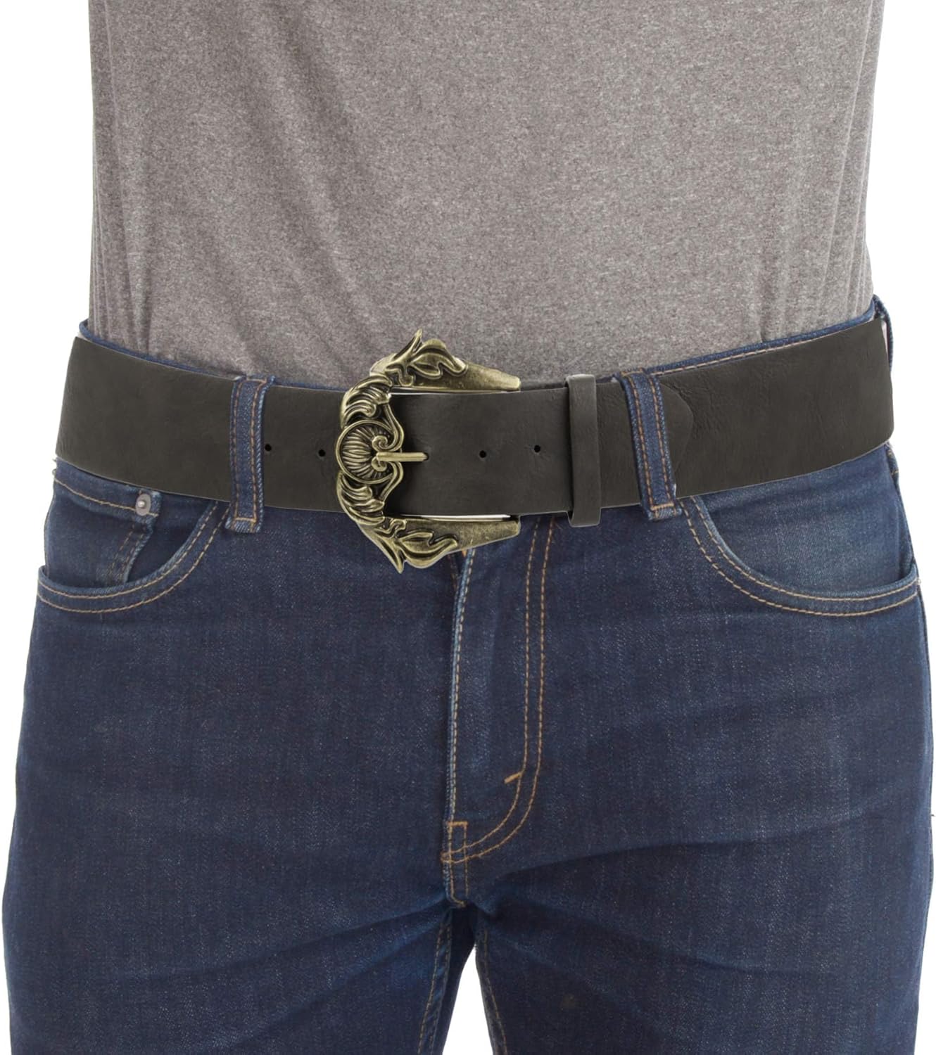 Gary Majdell Sport Men's 2" Genuine Leather Single Loop Dress Belt with Single Prong Metal and Embossed Buckles - Image 5