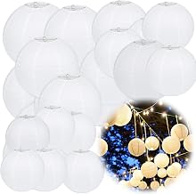 Lanterns White Pack of 30 Paper Lanterns, Hanging Round Paper Lanterns for Weddings, Birthdays, Celebrations, Garden Decoration (10 cm/15 cm/20 cm/25 cm/30 cm; 6 Pieces of Each Size)