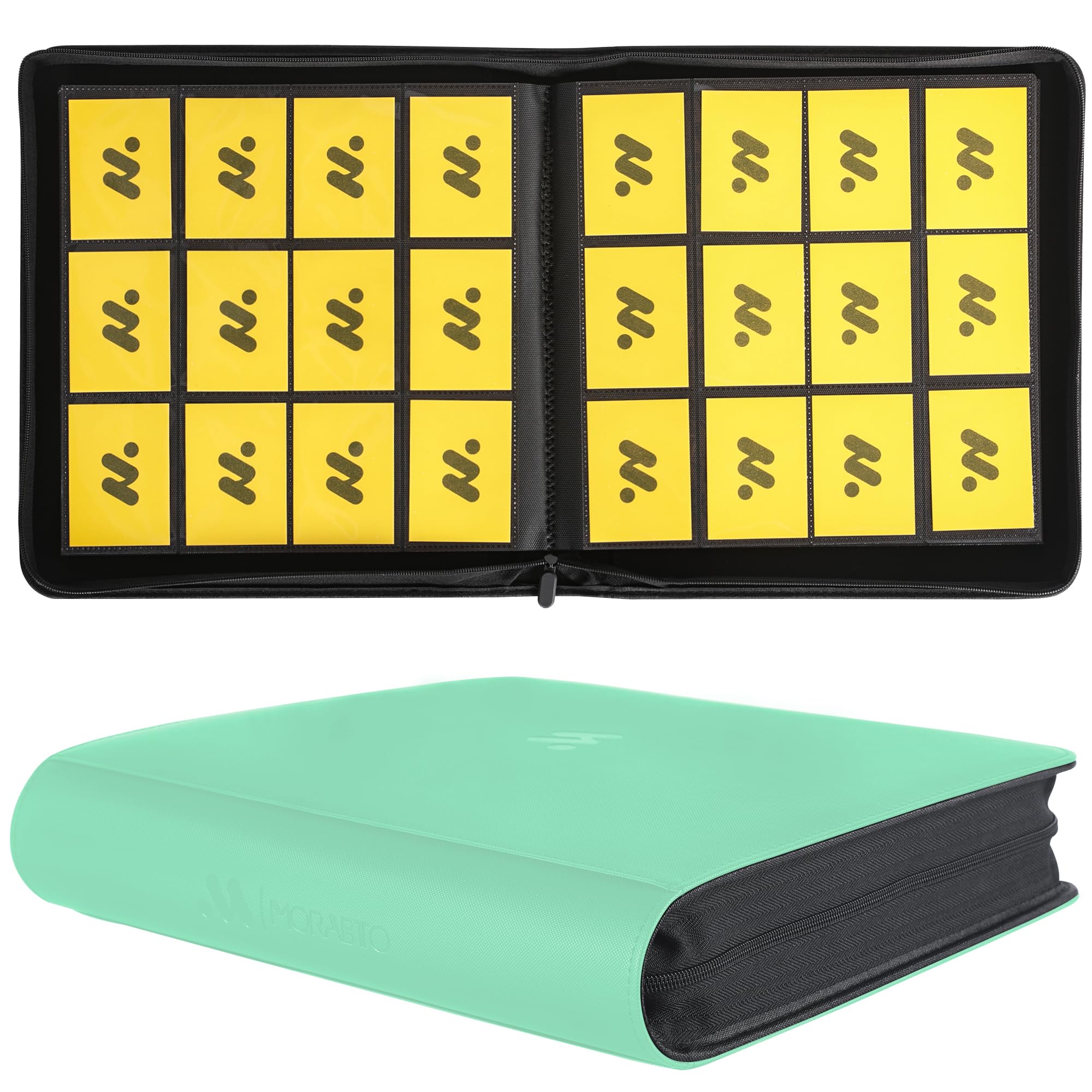 MORABTO Card Binder 12 Pocket,Trading Card Binder Holds up to 1200 Cards with 50 Sleeves,Zipper Card Holder Album Compatible with TCG Card/Game Cards/Sports Card