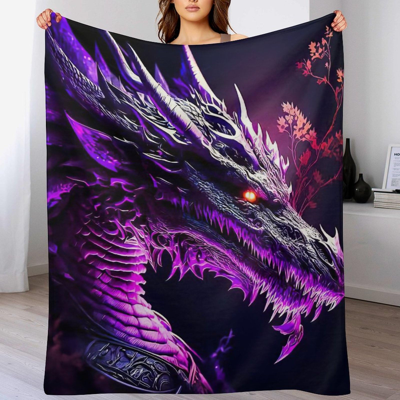 Couverture dragon lavable en machine avec flannel chaude pour lit et sofa