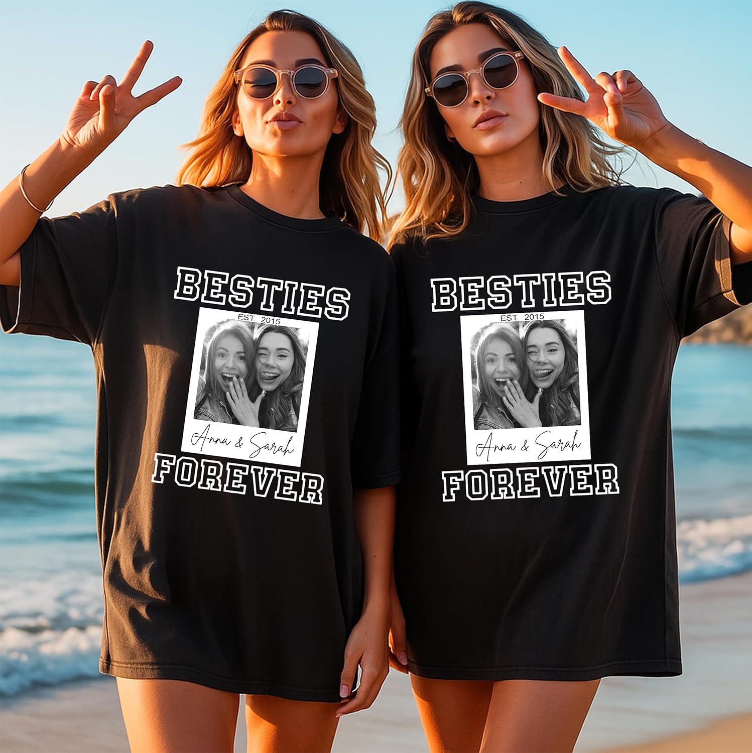 Personalized Besties Sweatshirts, Custom Names and Year Shirt, Sisters Matching Hoodie, BFF Gifts - Image 2