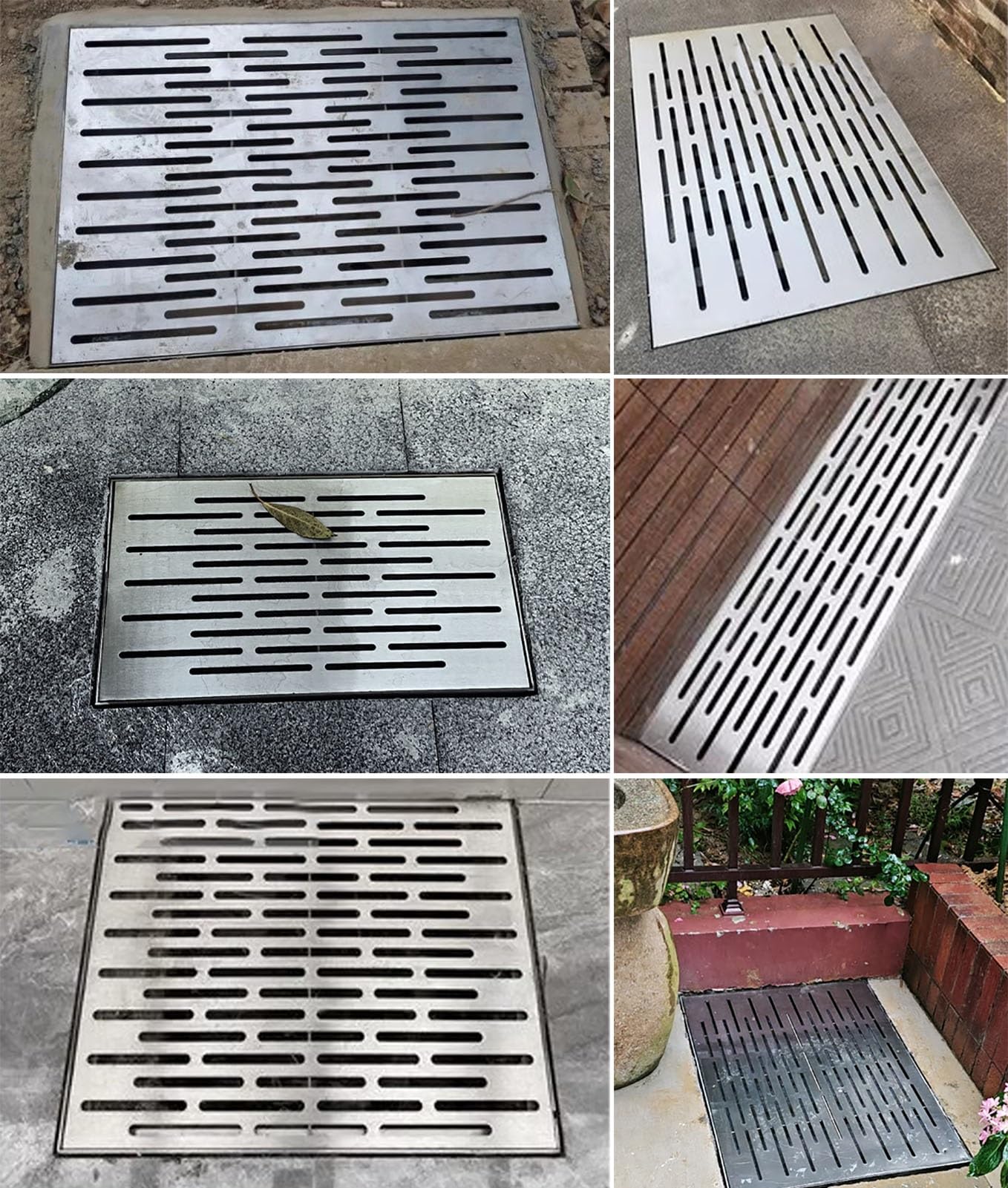 Wytrzymały kwadratowy odpływ na podwórko, patio i podjazd, sitko do rynny deszczowej i ruszt odpływowy, trwały zestaw osłon odpływu podłogowego (30 x 30 x 3 cm)