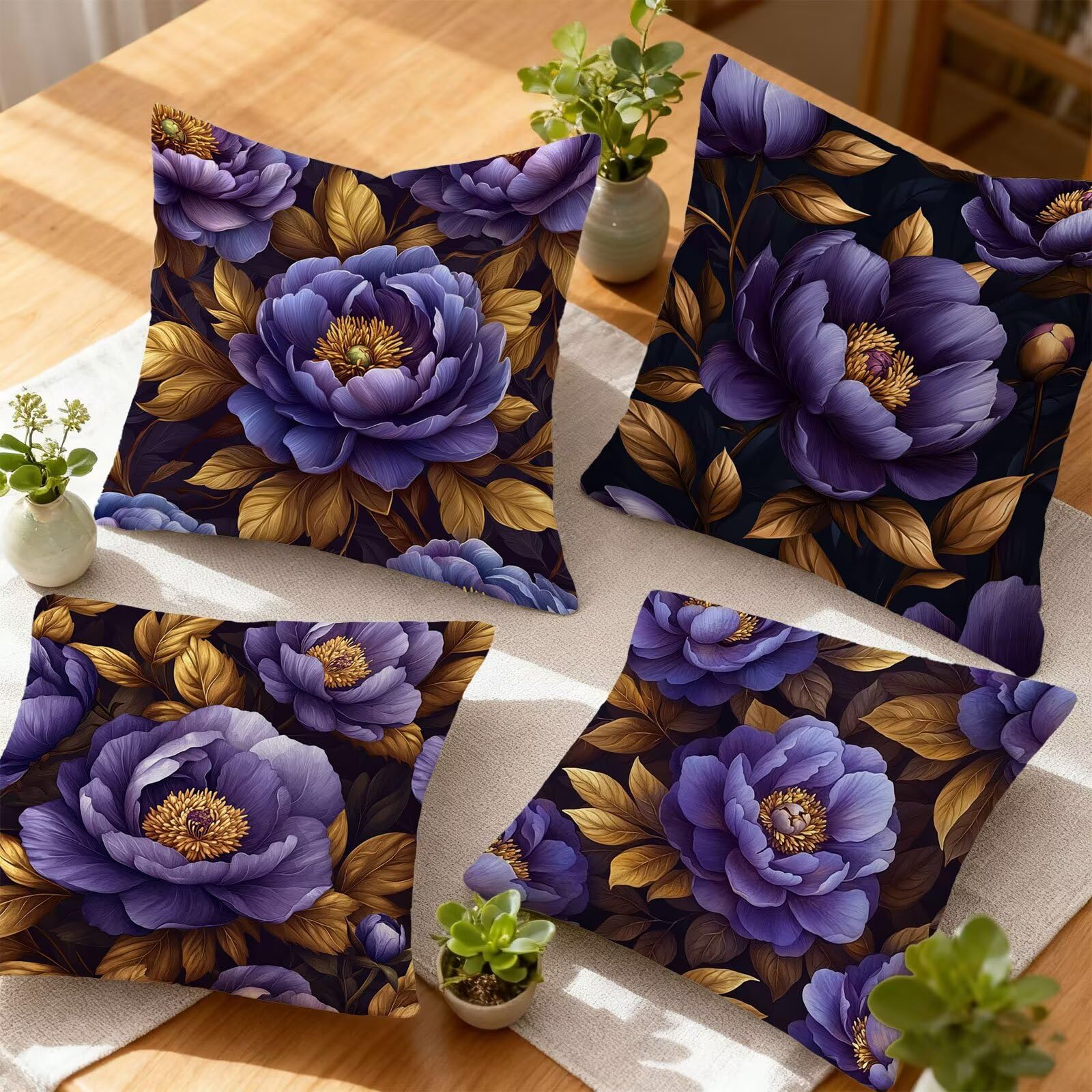 PúRpura Funda Cojin 60x60 MarróN Funda Almohada 60x60 Cojines Sofa Súper Suave Fundas Cojines Decorativos Fundas Almohadas 4 Piezas Cervicales y Cuello, para Hogar Sofa Cama Salon Decoracion E - 927