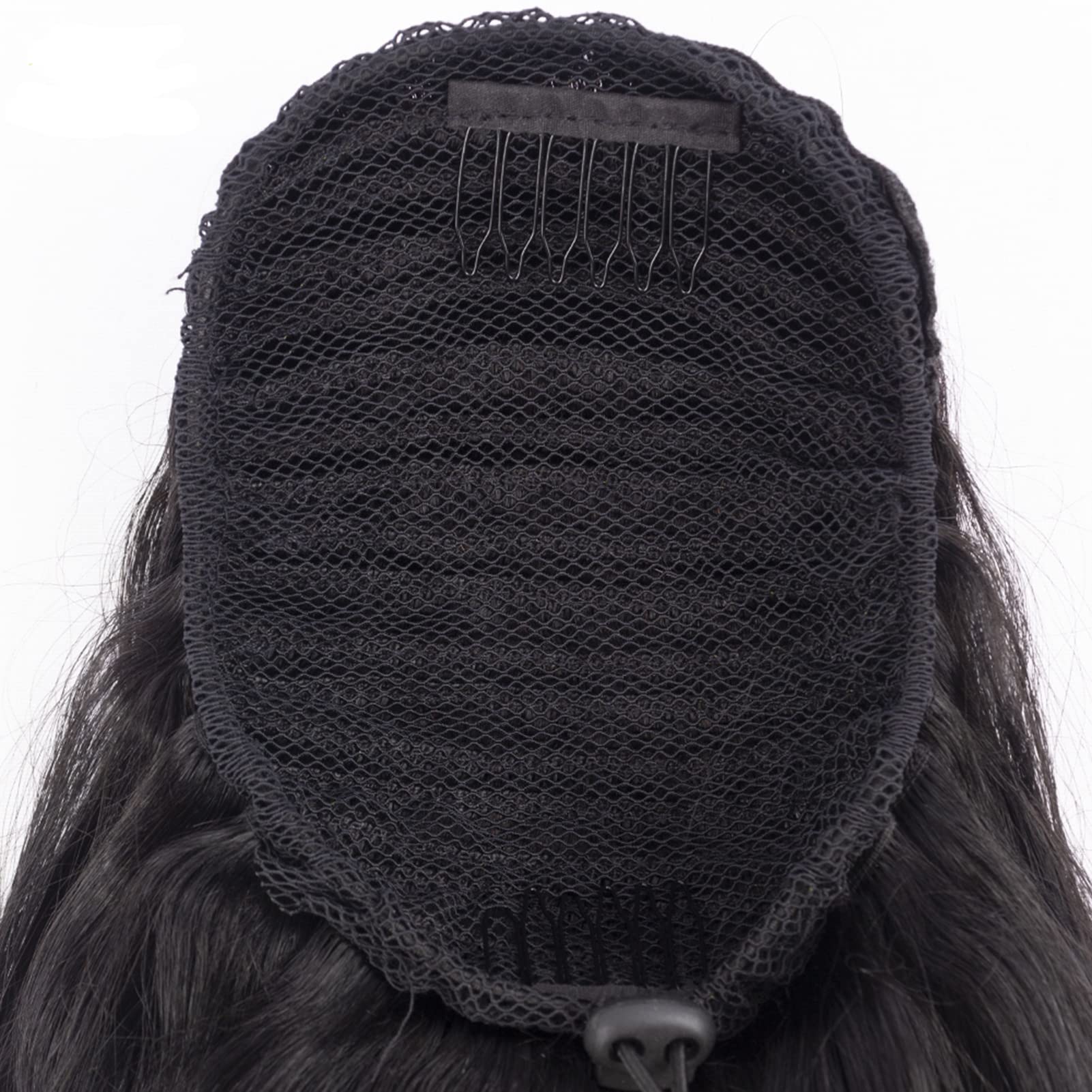 Aiokrtse Ponytail Extension Human Hair Body Wave Drawstring Ponytail Hair Pieces for Women 16 inches Natural Color - Image 2