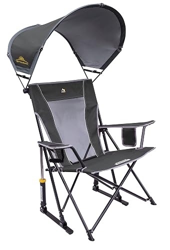 GCI Outdoor Sunshade Rocker Outdoor Rocking Chair with Canopy - Sunshade Rocker - Grey