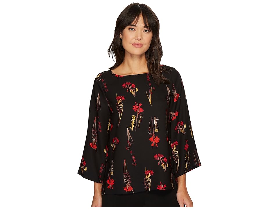 

Vince Camuto Elbow Sleeve Elegant Botanical Blouse (Rich Black) Women's Blouse