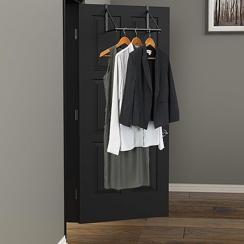 Miniatura 3 de Simple Houseware Barra para colgar ropa sobre la puerta, color negro