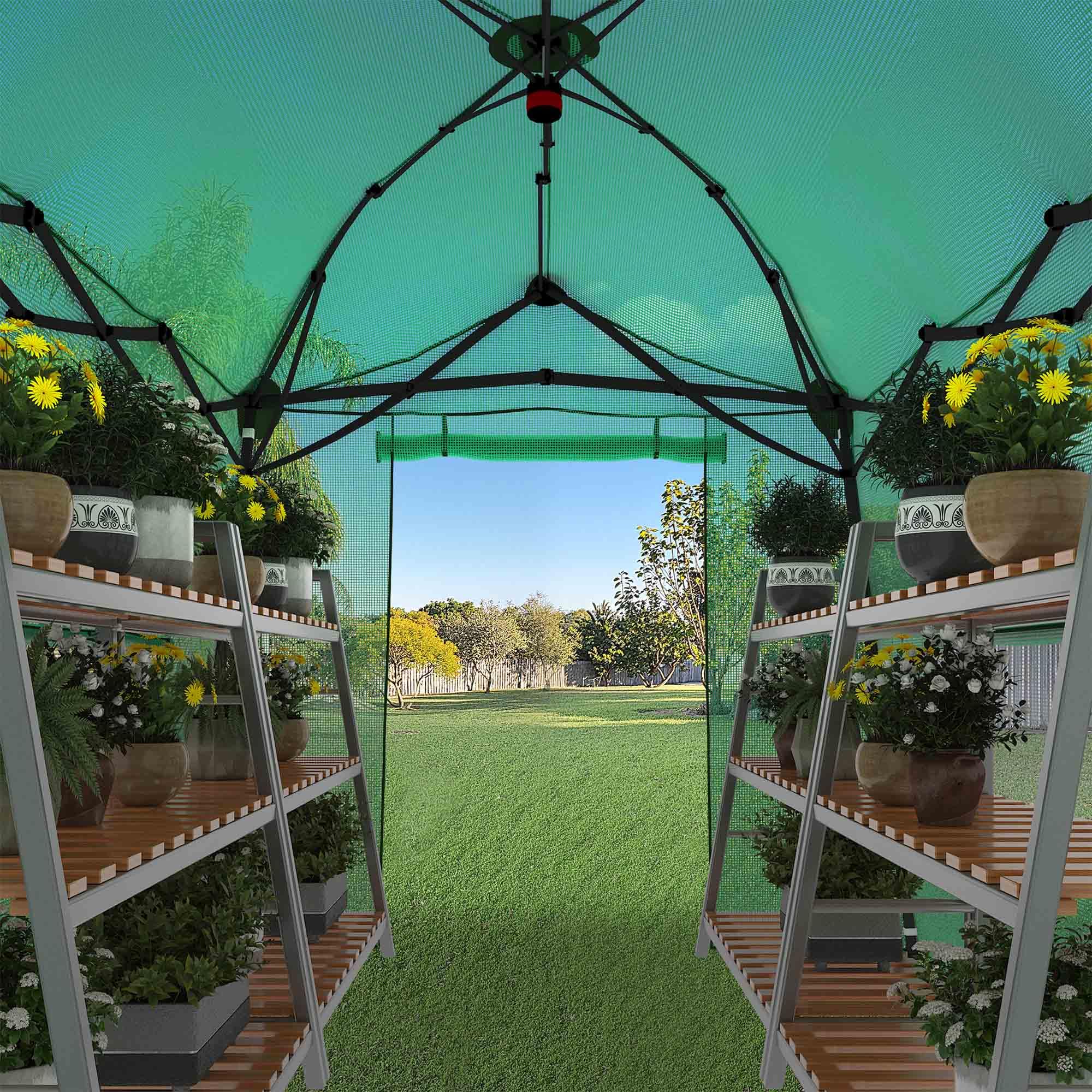 Serra con 8 ripiani e copertura in PVC per interni ed esterni (4 ripiani trasparenti)