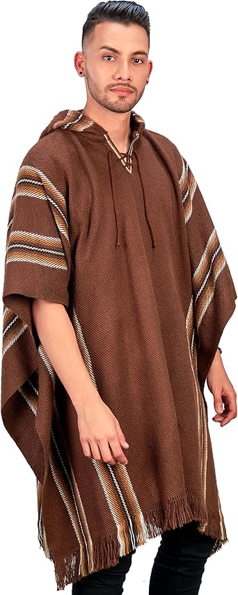 Alpaca Hooded Poncho for Men - Warm and soft - Cloak Cape