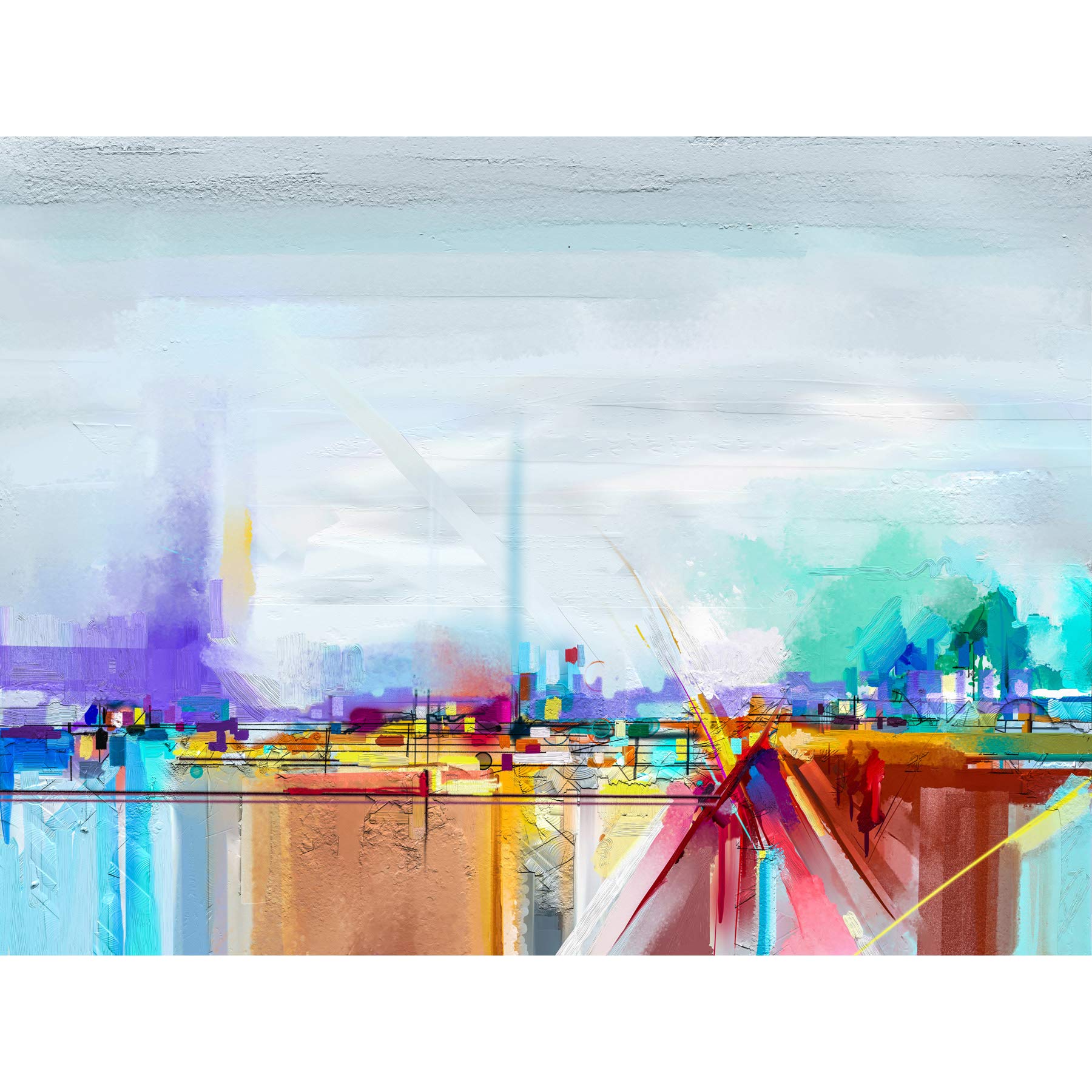 Wee Blue Coo Abstract Contemporary Landscape Art Print Poster Wall Decor