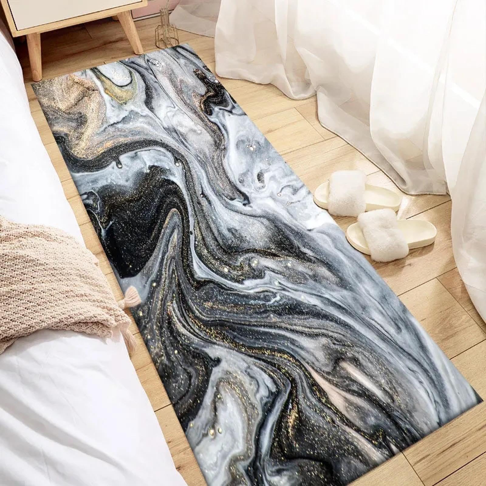Felpudo de entrada para dormitorio y pasillos largos alfombra de cocina moderna estilo mármol