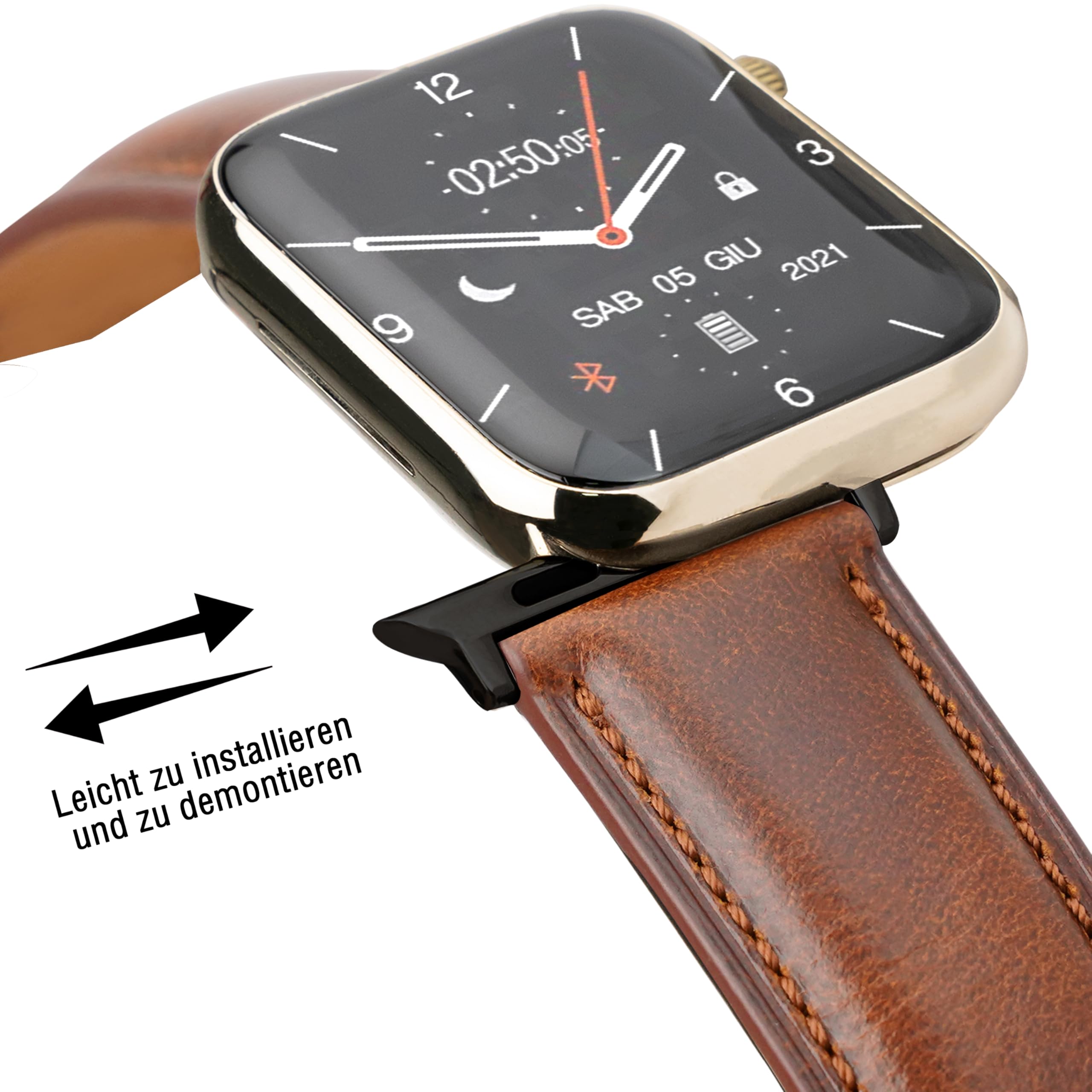 Vintage Leather Bands Compatible with Apple Watch Band 38 40 41 42 44 45 49mm,Wax Oil-tanned Leather Strap for Men iWatch Series 9/8/7/6/5/4/3/2/1 SE SE2 SE3(Tan - Image 4