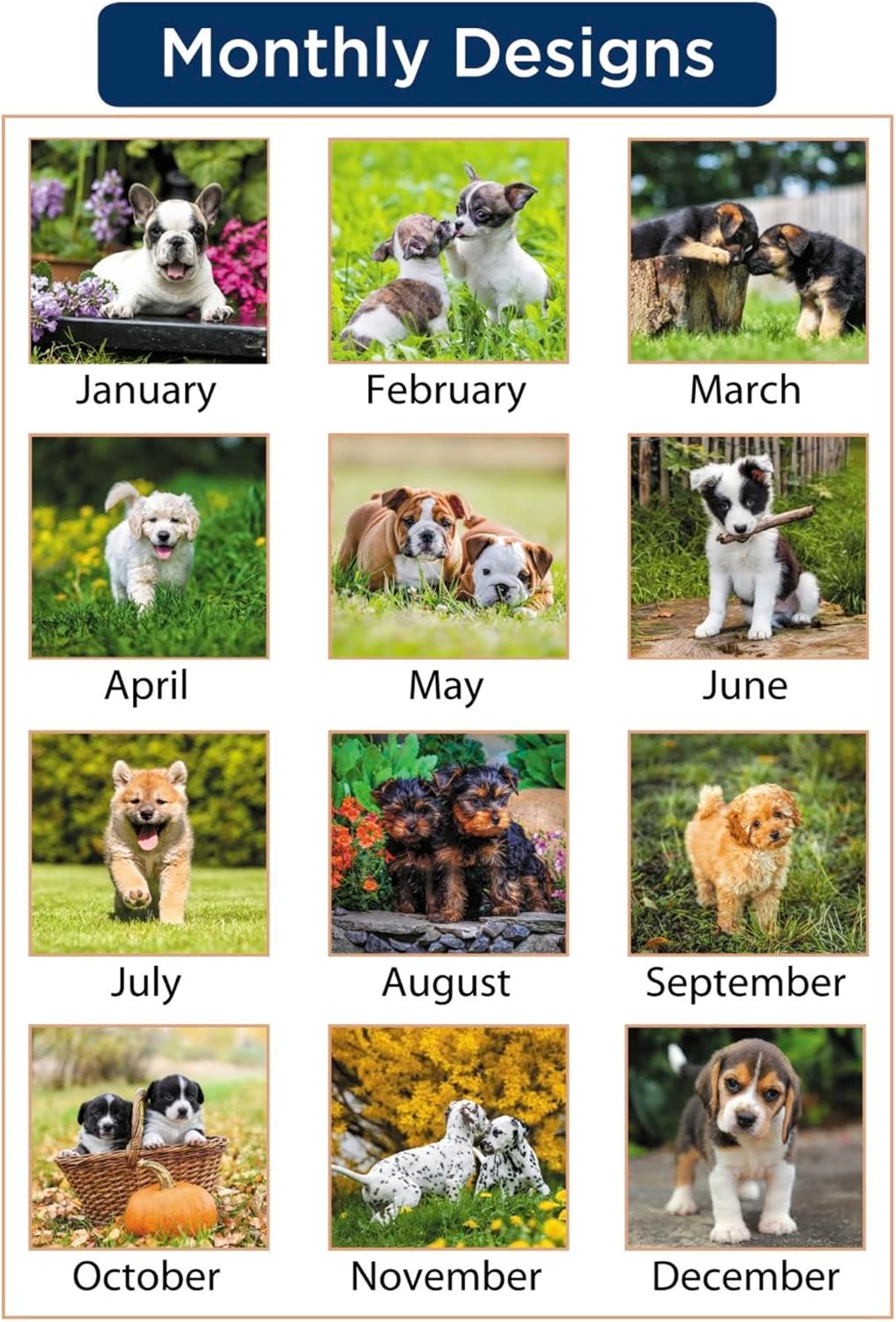 2024 AT-A-GLANCE® Monthly Desk Pad Calendar, 21-3/4" x 17", Puppies, January To December 2024, DMD16632