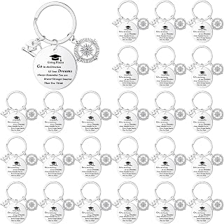 Sasylvia 24 Pcs Graduation Keychain Bulk Inspirational Graduation Gift 2026 Motivational Keychain for College Students Graduates Class Gifts