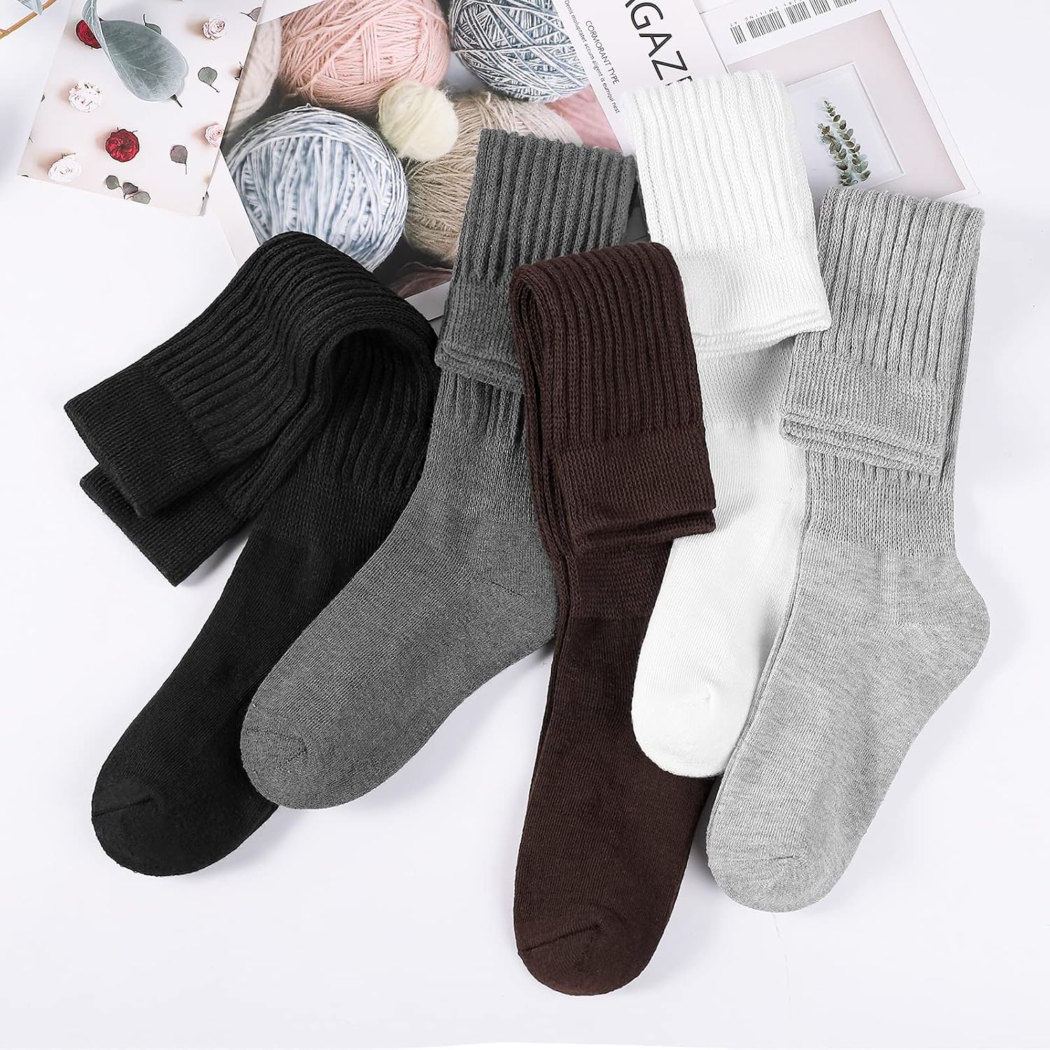 BOOPH Slouch Socks Women Scrunch Sock Knee High Slouchy Socks Size 6-11