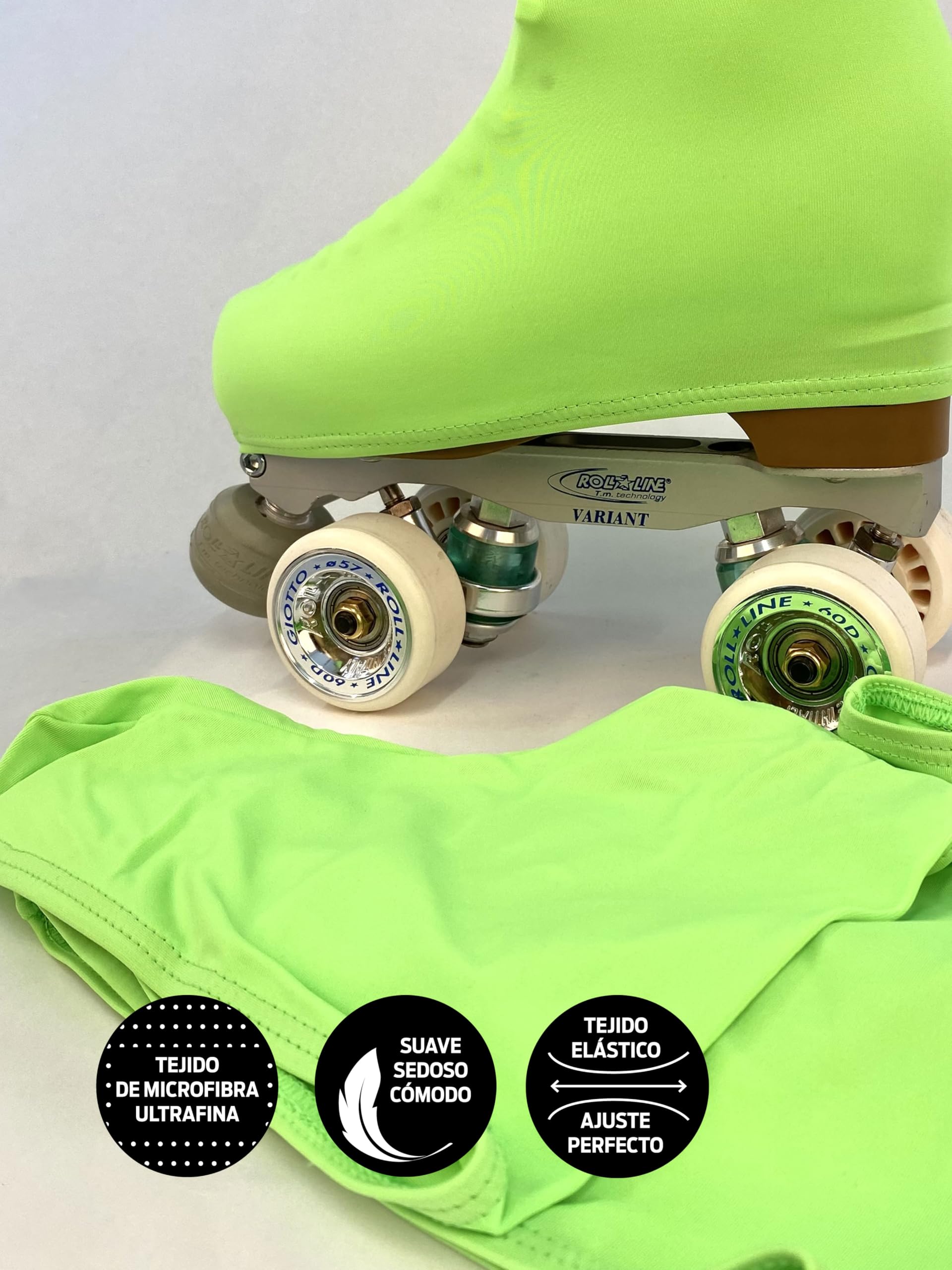 CRLSPORT Cubrepatín para Niña y Mujer, Funda Patín Skate, 180 Densidad, Talla Universal, Verde Flúor