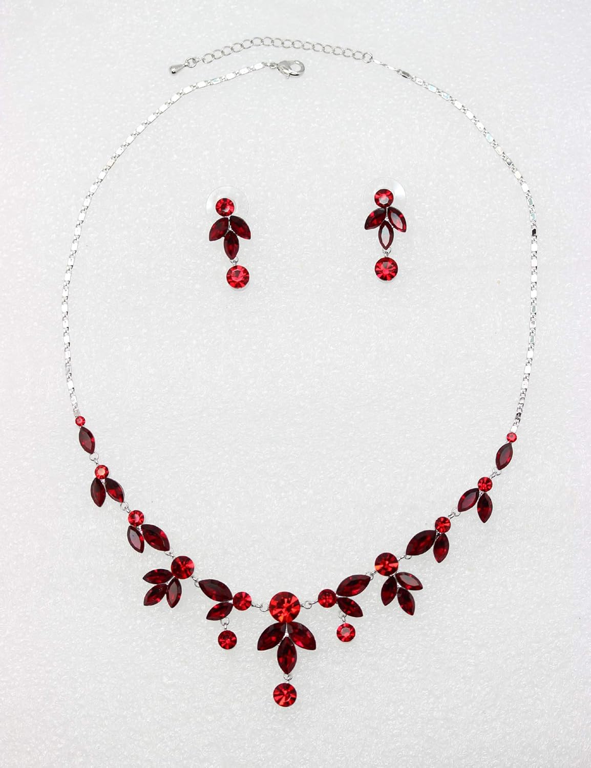 Faship Gorgeous Rhinestone Crystal Floral Necklace Earrings Set - Image 2