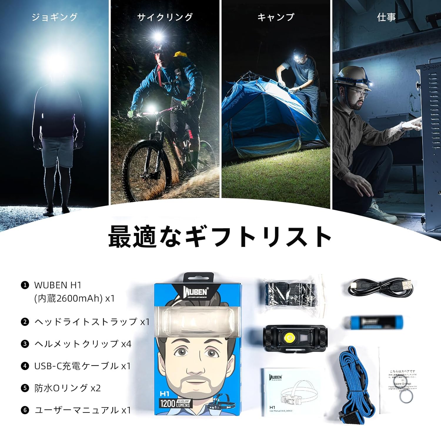 WUBEN（ウーベン） 【WUBEN FU8】 LED充電式ヘッドライト 明るさ最大1200ルーメン アウトドア キャンプ 停電 防災完全防水  明るい【PSE取得済】 : WUBEN指定専門店ライズショップ - 通販 - Yahoo!ショッピング WUBEN(ウーベン) H1 ヘッドライト  1200ルーメン LED ライト ... WUBEN(ウーベン) H1 ヘッドライト 1200ルーメン LED ライト ヘッドランプ キャンプライト ヘルメットライト サイク