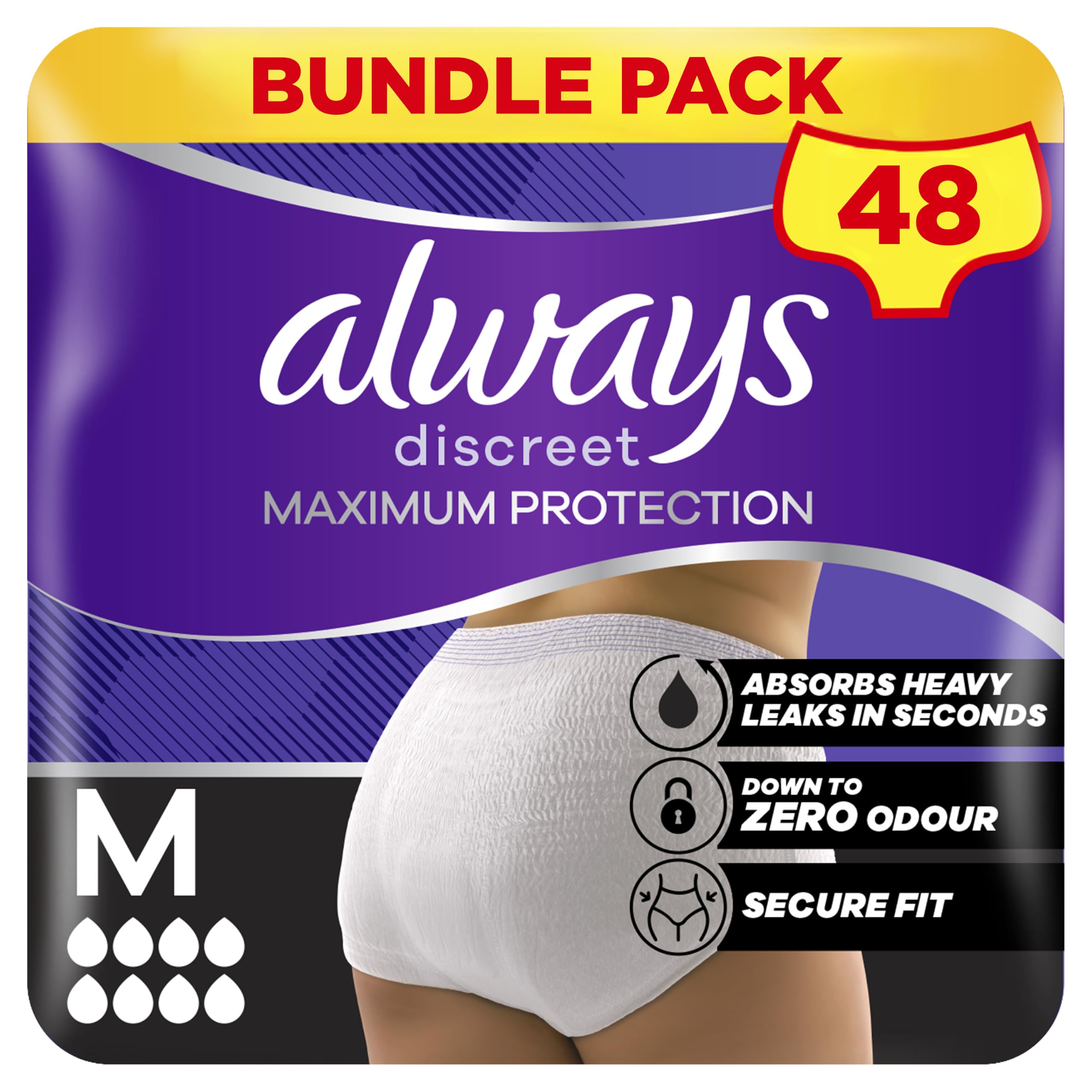 Always Discreet Incontinence Pants Maximum Protection M 4x12ct