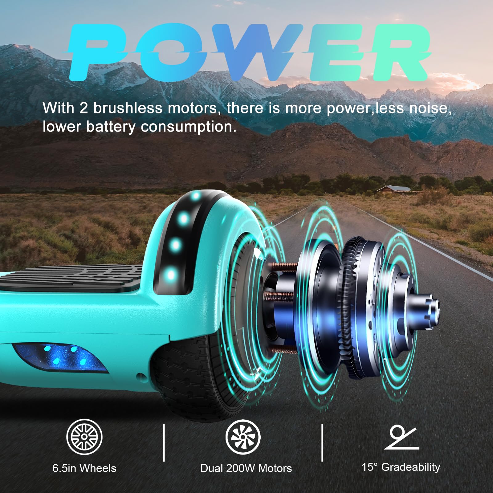 SISIGAD All Terrain Hoverboard mit Bluetooth-Lautsprechern, Hoverboards mit hellen LED-Leuchten und blinkenden Rädern, Hoverboard mit selbstausgleichendem Steuerungssystem