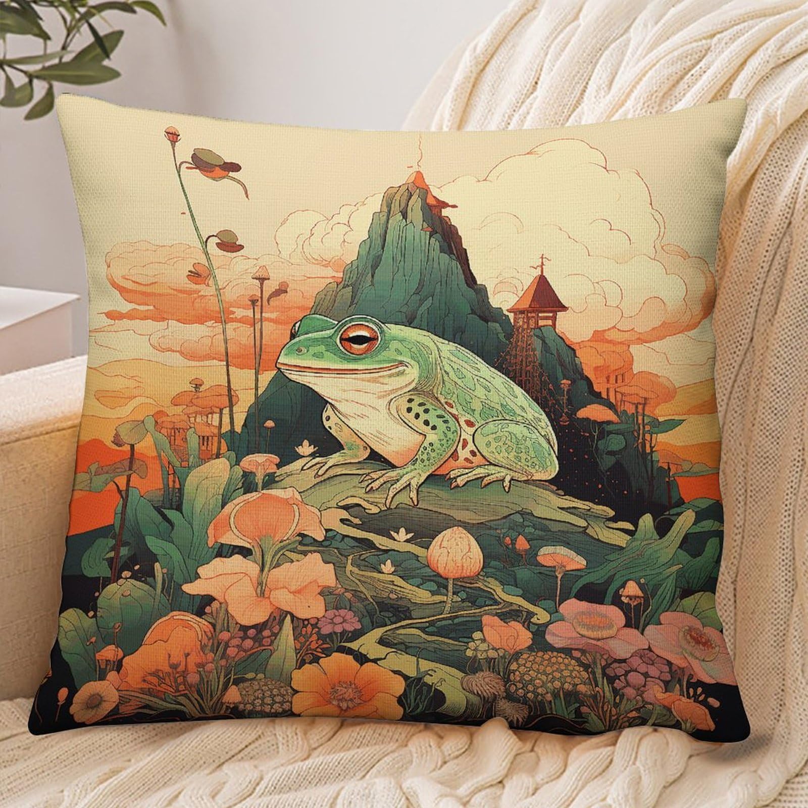 Fekiloot Style Frog On Mountain Pillowcase Pillow Sham Pillow Case