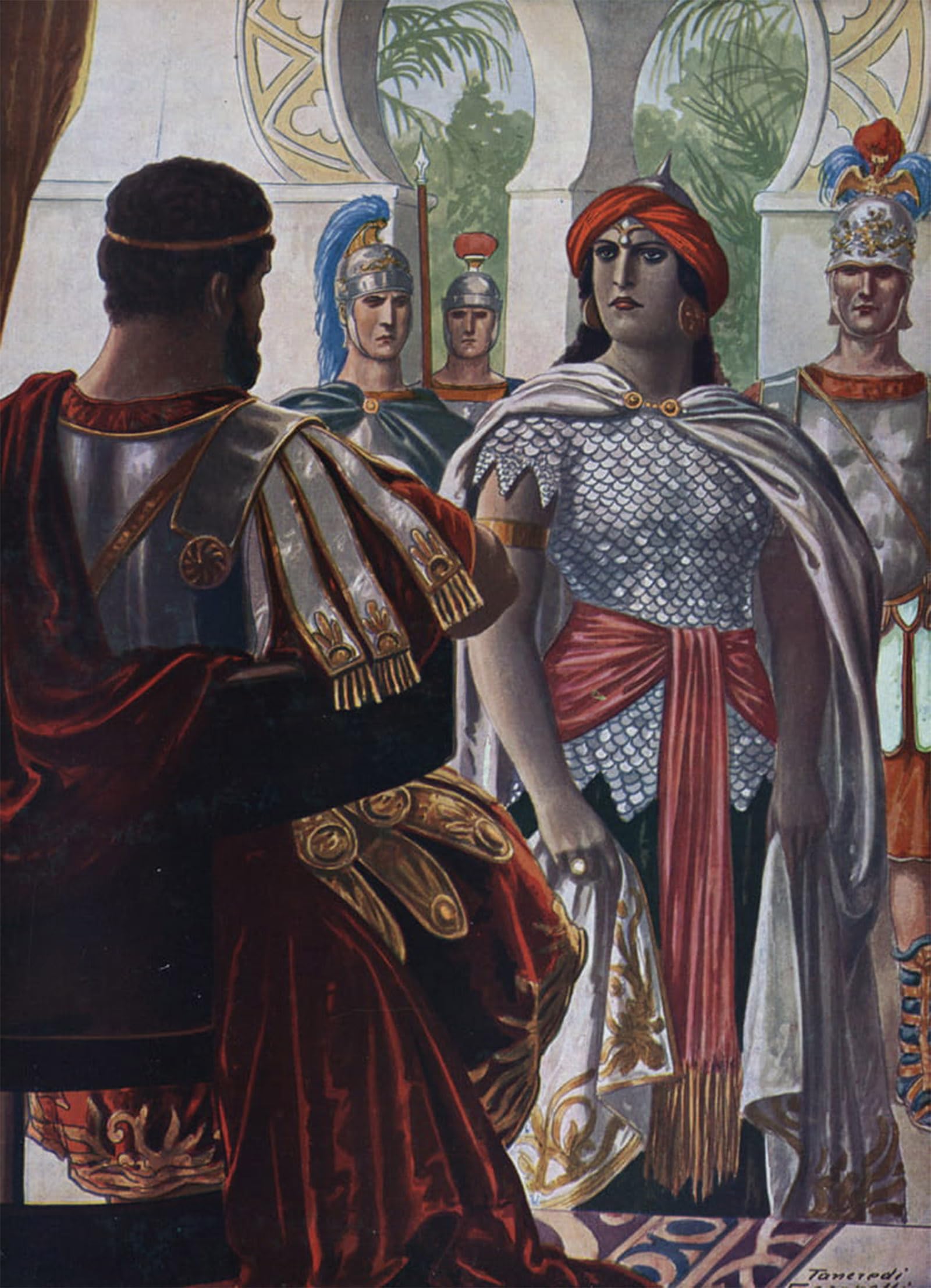 HRJUBWREE Oil Painting Prints on Canvas Painting Picture Roman Antiquite the Imperator of Palmyra Septimia Bathzabbai Zenobie Captured by Tancredi Scarpelli for Office Decor 60x90cm