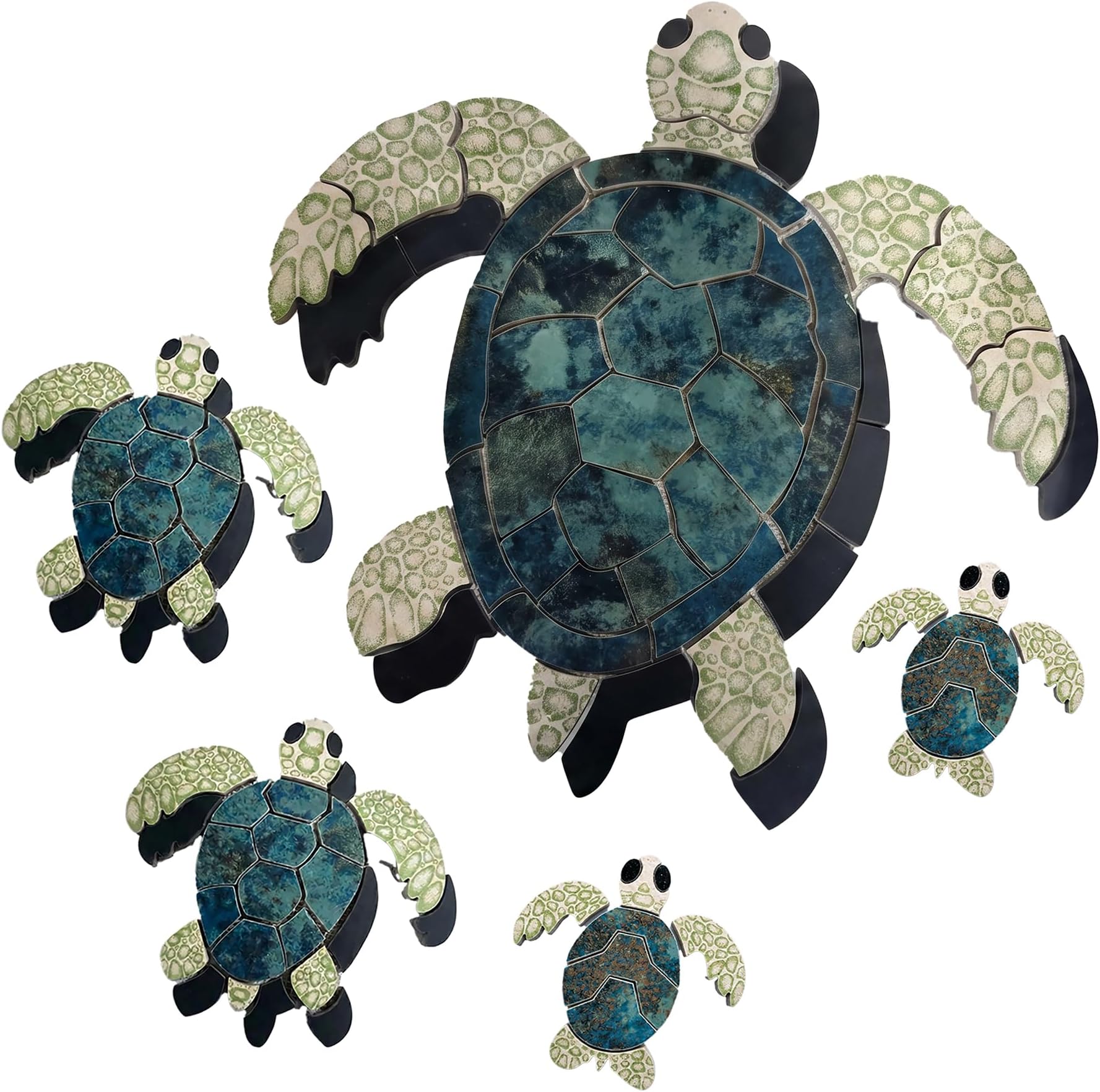 Aquatic Custom Tile Green Sea Turtle Family Porcelain Pool Mosaic