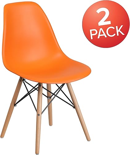 Miniatura 43 de Flash Furniture - Paquete de 2 sillas Elon Series de plástico negro con patas de madera Negro -,Gris (Moss