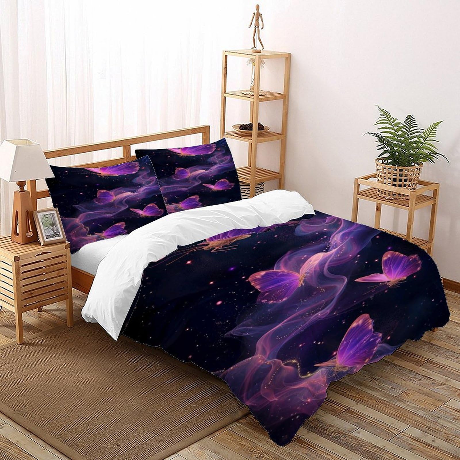 Housse de couette papillon ciel étoilé pour illuminer la chambre des enfants et adultes