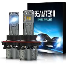 BEAMTECH H13 Bulb, 800% Brighter High Speed Fan 6500K Xenon White H13 Light Bulbs or Fog Lights Pack of 2