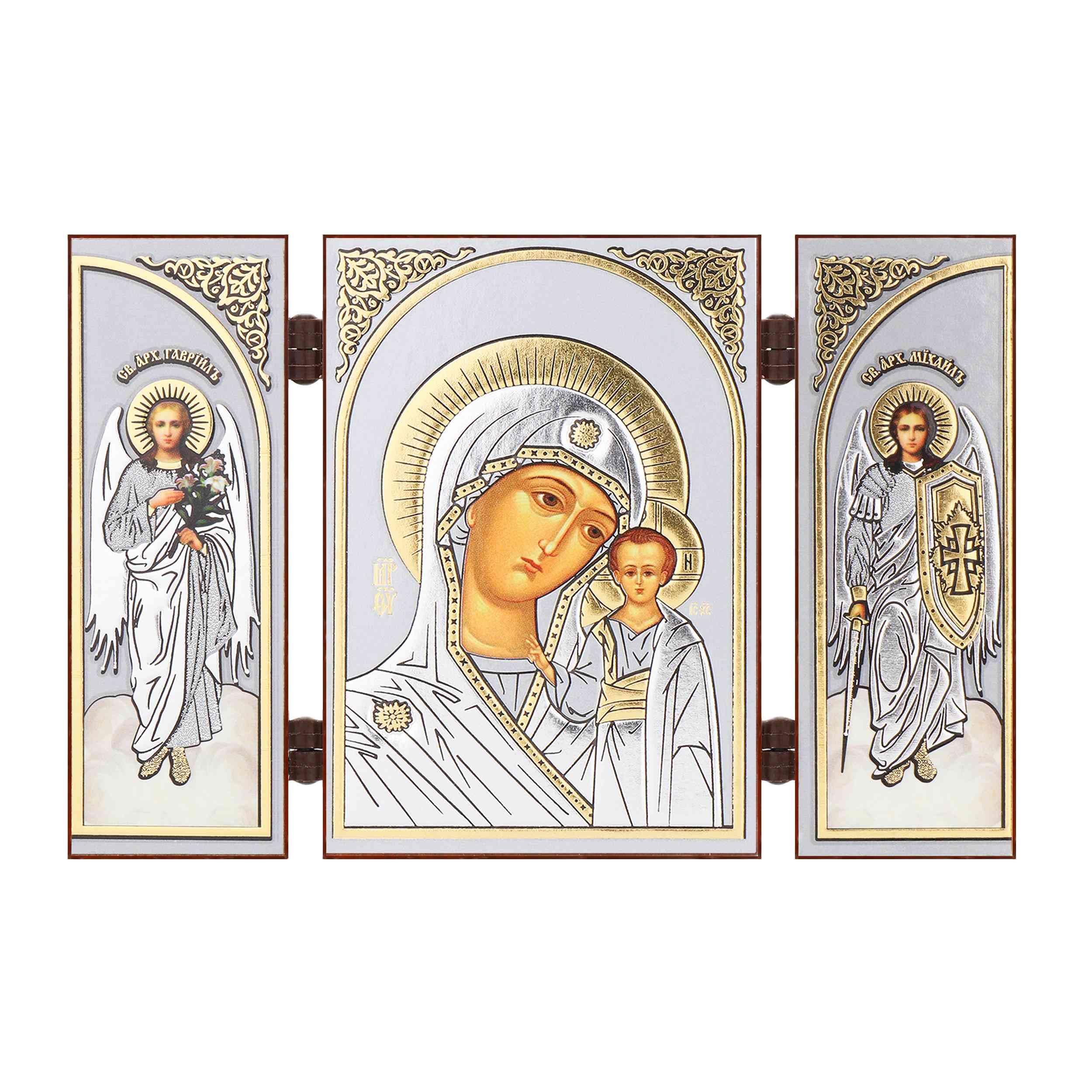 Nklaus Gm Of Kazan - Mother Of God Of Kazan - Icon Triptych Christian - 8.5 X 13 Cm - Travel Altar Wood 16643