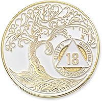 Vista 263 de Medallón AA de 5 años – Árbol de la Vida trenzado chapado en oro AA Chip de recuperación – morado