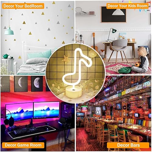 Miniatura 5 de VIFULIN Luces de notas musicales, nota musical, lámpara de neón, luces de notas musicales, letreros de luz de neón, luz LED de nota musical, luces